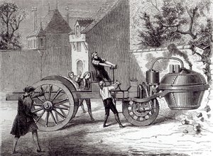 Dampdrevet bil oppfunnet av Nicolas Joseph Cugnot (1725-1804) i 1771, 1886 av French School