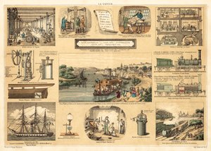 Steam (farge litho) av French School