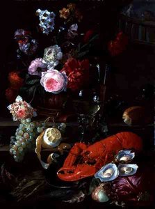 Still Life with Lobster, ca. 1700 (olje på lerret) av French School