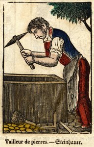 Stein skredder; Serie om handel, bilde av Epinal fra 1800-tallet. av French School