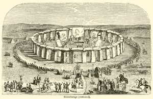 Stonehenge, restaurert (gravering) av French School
