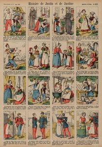 Historien om Justin og Justine (farget gravering) av French School