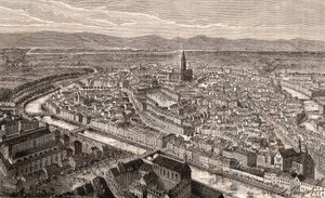 Strasbourg - Bas-Rhin, i Alsace - gravering i "La France illustrée: geografi, historie, statistisk administrasjon" av V.A. Malt-Brown. 1884 av French School