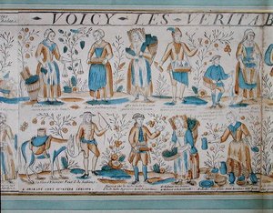 Gatehandlere på 1700-tallet (farge litho) av French School
