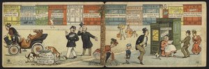 Gatebilde med en rekke stengte butikker og et lukket offentlig toalett av French School