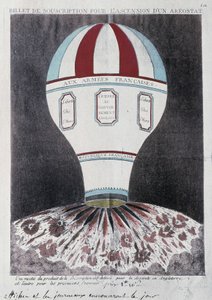 Abonnementsbillett for fremveksten av en aerostat for å invadere England, deb. 1800-tallet av French School