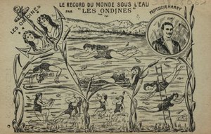 Svømmende jenter (litho) av French School