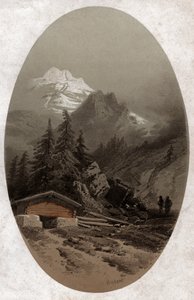 De sveitsiske alper. (gravering rundt 1890) av French School