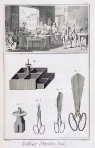 Skredder, fra Encyclopedie des Sciences et Metiers av Denis Diderot (1713-84) utgitt ca. 1770 av French School