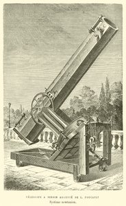 Telescope a Miroir Argente de L Foucault, Systeme newtonien (gravering) av French School
