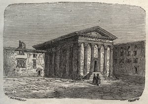 Tempel for Augustus og Livie i Wien, i det franske departementet Isere (romersk tempel) - gravering i "Histoire de France" av Victor Duruy (1811-1894) - 1882 av French School