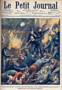 Terrible Disaster in the Paris Underground, forside av 'Le Petit Journal', 23. august 1903 (gravering) av French School