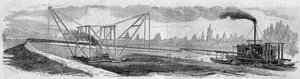 Test av en dregg beregnet for graving av Suez-kanalen. Frankrike av French School