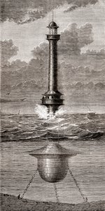 Det flytende fyrtårnet fra 1800-tallet plassert ved inngangen til havnen i Liverpool, England, fra 