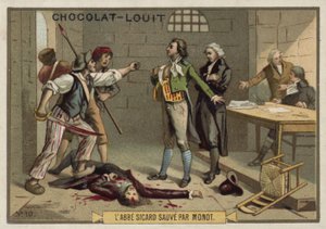 Abbe Sicard ble reddet av Monot, den franske revolusjonen, september 1792 av French School