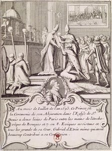 Abjuration of Henri IV (1553-1610) ved St. Denis, juli 1593 av French School