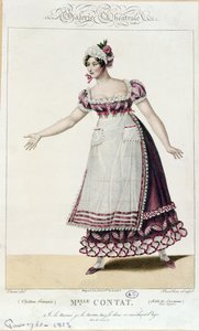 Skuespillerinnen Mademoiselle Contat i rollen som Suzanne i Figaros ekteskap av Pierre Augustin Caron de Beaumarchais (1732-99) av French School