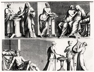 Aldobrandini-bryllupet, etter en romersk fresco (bw-trykk) av French School