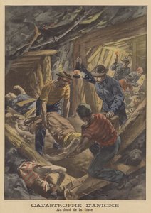 Aniche-kullgruvekatastrofen, Frankrike (farge litho) av French School