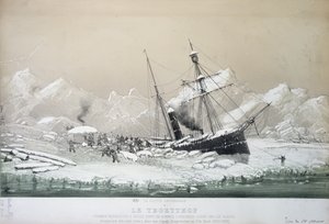Den østerrikske skruedamperen Tegetthof satt fast i is og angrepet av isbjørn under letereisen til Nordpolen 1872-4 av French School