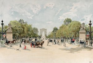 Avenue des Champs-Elysees, ca. 1895 (wc på papir) av French School