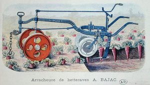 Bajac-maskinen for å løfte rødbeter, ca. 1900 (fargegravering) av French School