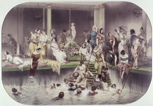 The Baths at Hotel Lambert, Ile Saint-Louis, Paris, midten av 1800-tallet av French School