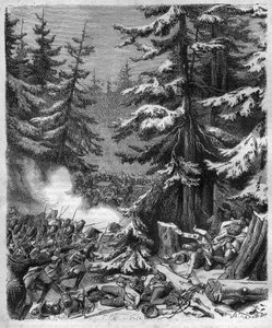 The Battle of Hohenlinden (near Munich, Germany) on 12 Frimaire, IX (3 December 1800) between the French troops of General Jean Victor (Jean-Victor) Moreau and the Austrian and Bavarian forces commanded by Archduke Jean-Baptiste (Jean-Baptiste) of Austria. av French School
