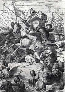 The Battle of Kortrijk (Battle of Golden Spurs) between the King of France and the Flemish Communal Militia on July 11 av French School