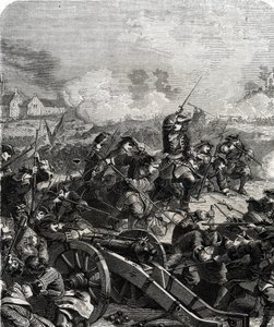 Slaget ved Landen eller Neerwinden ble utkjempet i dagens Belgia 29. juli 1693 under niårskrigen (gravering) av French School