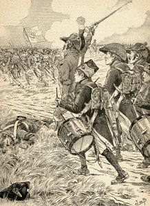 Slaget ved Marengo, Italia i 1800, kjempet mellom de franske styrkene under Napoleon Bonaparte og østerrikerne. Fra Agenda Buvard du Bon Marche publisert 1917. av French School