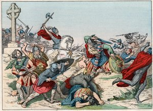 Slaget ved Poitiers 25. oktober 732 vunnet av Charles Martel - Slaget ved Poitiers, 25. oktober 732, vunnet av Charles Martel (688-741) - Gravering av slutten av 1800-tallet i "" Nos Gires Nationales - Images et resits "" av French School