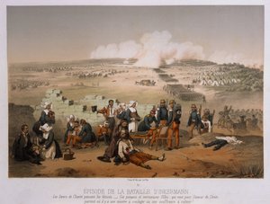 Slaget ved Inkerman den 5. november 1854 fra War in the Crimea, utgitt av Lemercier et Cie, Paris, 1856 av French School