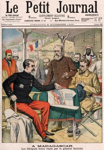 Boer-delegasjonen mottatt av general Joseph Simon Gallieni (1849-1916) på Madagaskar, forside av Le Petit Journal fargetillegg n.625, 9. november 1902 av French School