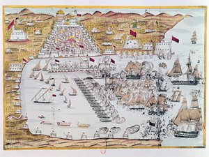 Bombardementet av Alger av de anglo-nederlandske flåtene 27. august 1816 av French School