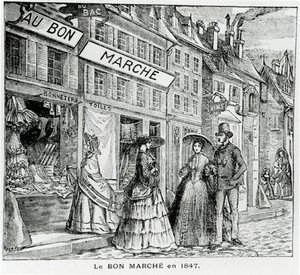 Bon Marché-butikken i rue du Bac, Paris i 1847 av French School