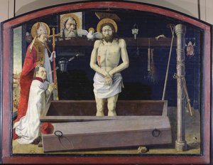 The Boulbon Altarpiece: The Trinity with a donor presentert av St. Agricol, Provence School (olje på panel overført til lerret) av French School