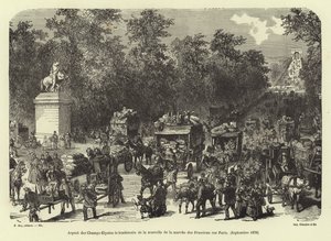 Champs Elysees dagen etter mottak av nyhetene om den prøyssiske marsjen mot Paris, september 1870 av French School
