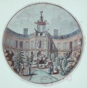De kinesiske badene i Paris, etablert av Lenoir (farget gravering) av French School