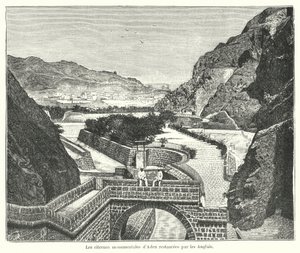 The Cisterns of Tawila, Aden, restaurert av britene (gravering) av French School