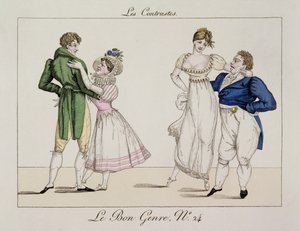 The Contrasts, plate 24 fra Le Bon Genre, 1811 av French School