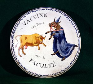 Kokoppene kjemper mot medisinsk profesjon, ca. 1800 (glasert keramikk) av French School
