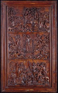The Credo, Panel I: The Creation of the World, Transfiguration, Annunciation and Nativity, 1587 (tre) (se også 414037-9)