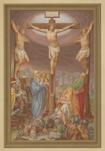 Korsfestelsen (chromolitho) av French School