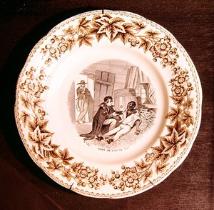 The Death of Oncle Tom, fra Uncle Toms Cabin av Harriet Beecher Stowe (keramikk) av French School