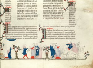 Rebeccas avgang med Eliezer, fra The Bible of Jean de Sy, ca. 1355