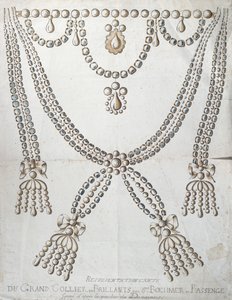 Diamantkjedet involvert i Collier de la Reines affære, ca. 1785 av French School