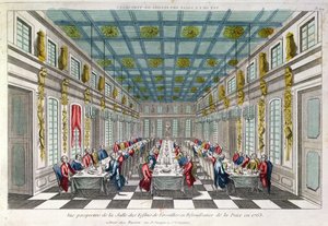 Spisestuen i Versailles i 1763 av French School