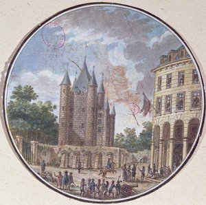 The Donjon of the Temple, Paris (fargegravering) av French School