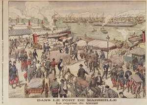 The End of the Strike in Marseille, illustrasjon fra Le Petit Journal, 23. oktober 1904 av French School